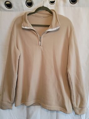 Woman's Size Xxl Half-Zip Pullover In Tan/ Beige Color